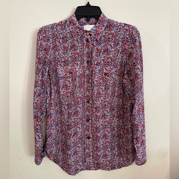 JCrew Classic-fit silk shirt in floral. Size 0. - Picture 13 of 16
